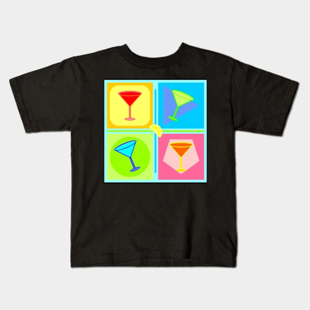 Retro Martini Glass Pop Art Kids T-Shirt by williamcuccio